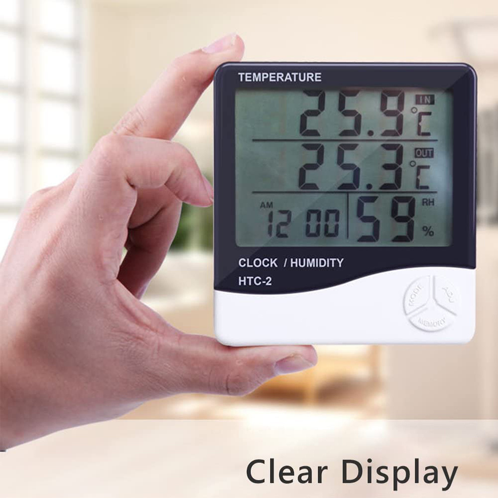 Weather Station Indoor - Wielofunkcyjny cyfrowy termohigrometr LED z alarmem,